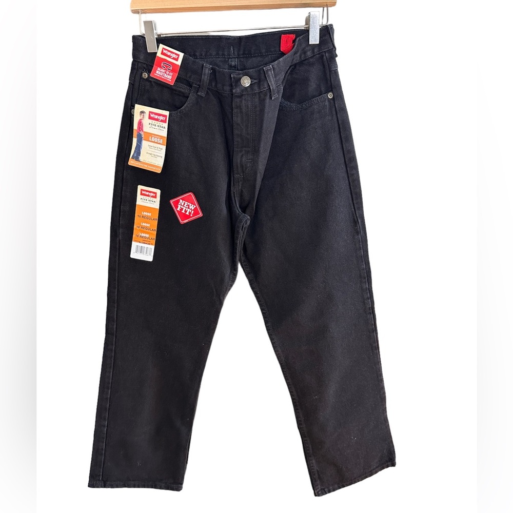Wrangler Loose Fit Kids Black Jeans Size 16